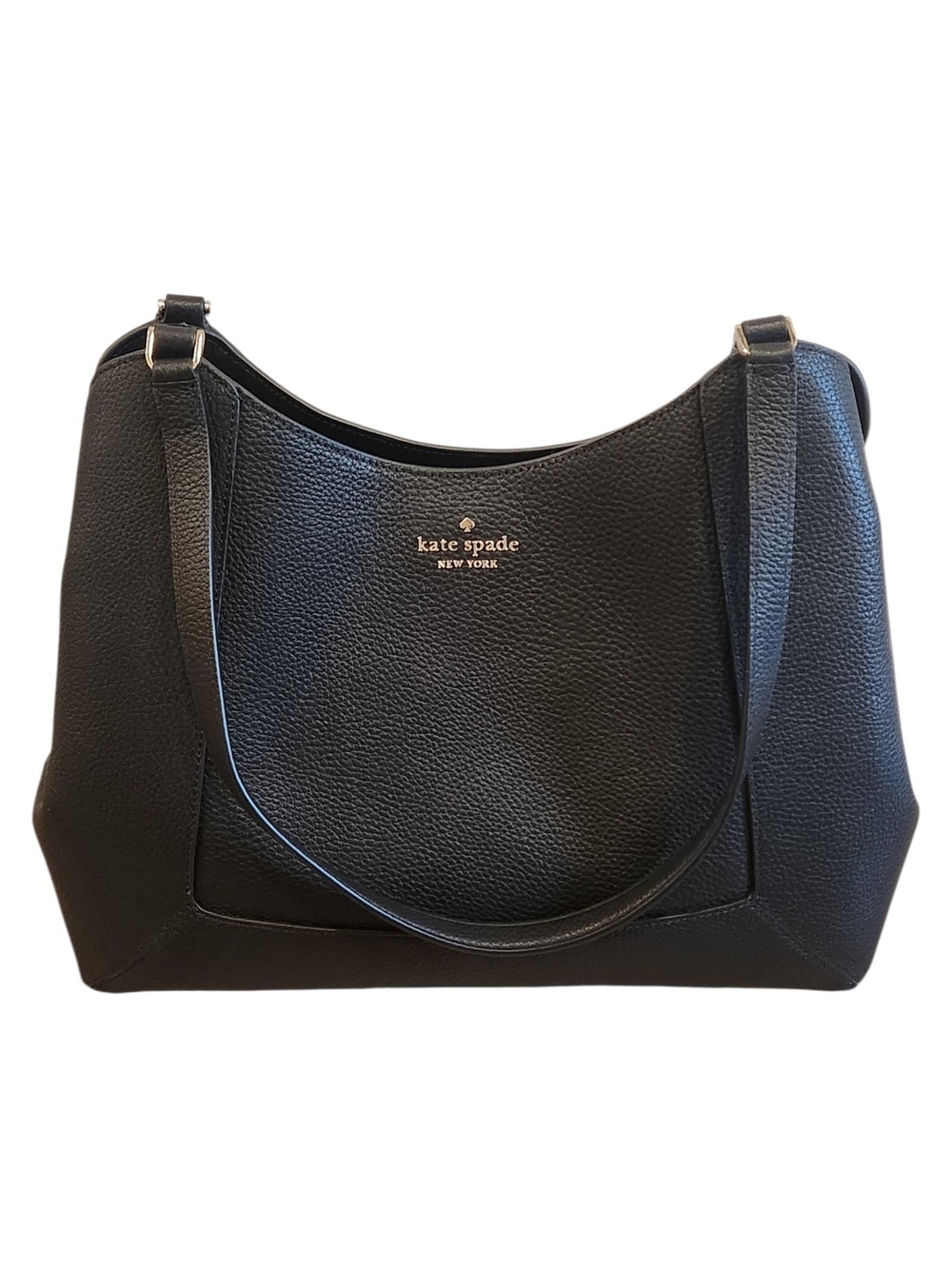 NWT Kate Spade Lena Pebbled Black Leather Triple Compartment Shoulder Bag Purse
